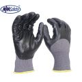 NMSAFETY half coated black smooth nitrile gloves